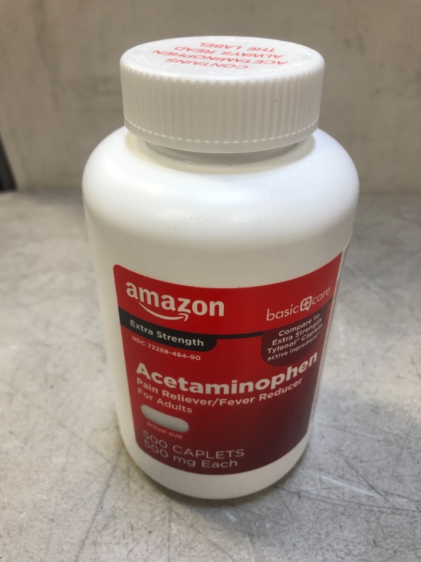 Photo 2 of Amazon Basic Care Extra Strength Pain Relief, Acetaminophen Caplets, 500 mg, 500 Count (Pack of 1)
exp - 11 -2022 