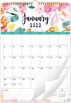 Photo 1 of 2022 Calendar - Wall Calendar 2022 with Premium Thick Paper, January - December 2022, 12" x 17", Calendar 2022 with Twin- Wire Binding and Hanging Hook, White
