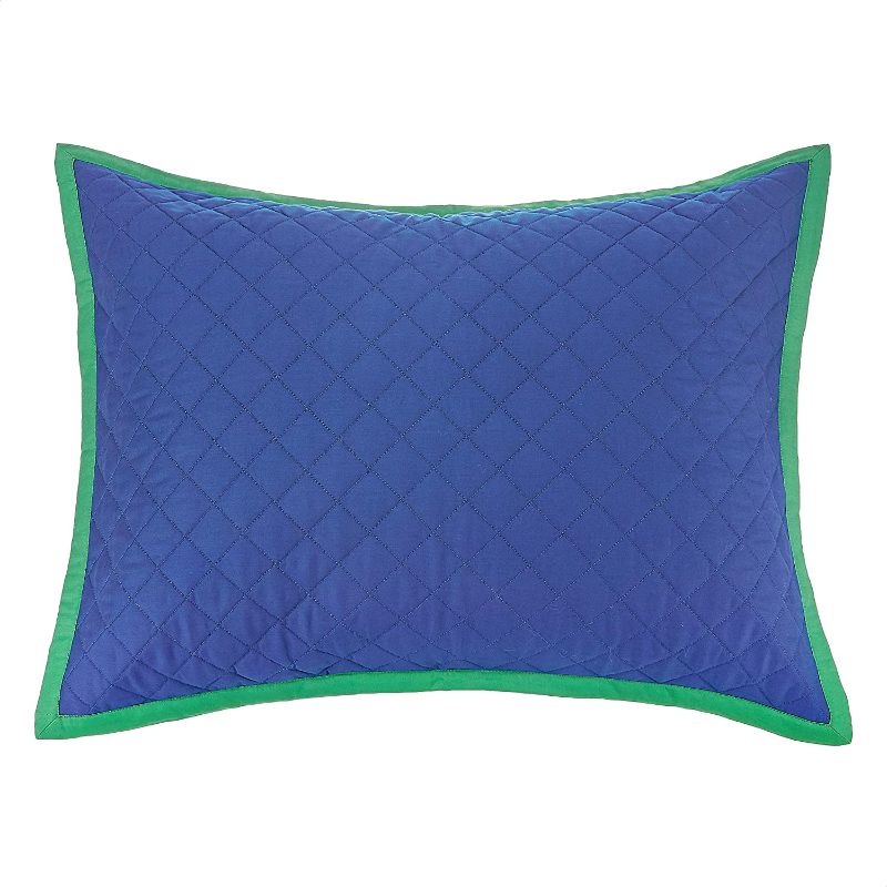 Photo 1 of Amazon Basics Kids Cotton Reversible Quilt Bedspread - Standard Sham, Midnight Blue & Grass Green
