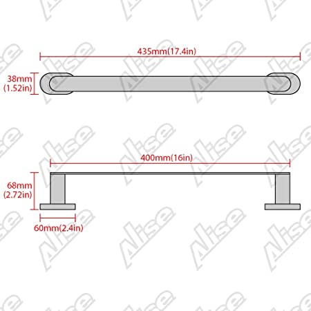 Photo 2 of Alise Bathroom Single Towel Bar Towel Rail Holder Wall Mount 16-Inch,SUS304 Stainless Steel Polished Brushed Finish
