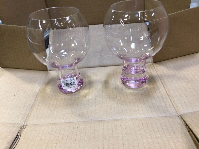 Photo 3 of Wrenbury Gin Glasses for Gin Lovers Set of 2 in Purple Berry 19oz | Gin and Tonic Glasses Copas de Ginebra Gin Short Stem Spanish Copa Solid Base