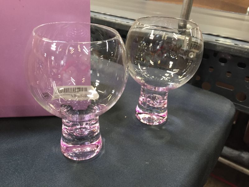 Photo 2 of Wrenbury Gin Glasses for Gin Lovers Set of 2 in Purple Berry 19oz | Gin and Tonic Glasses Copas de Ginebra Gin Short Stem Spanish Copa Solid Base