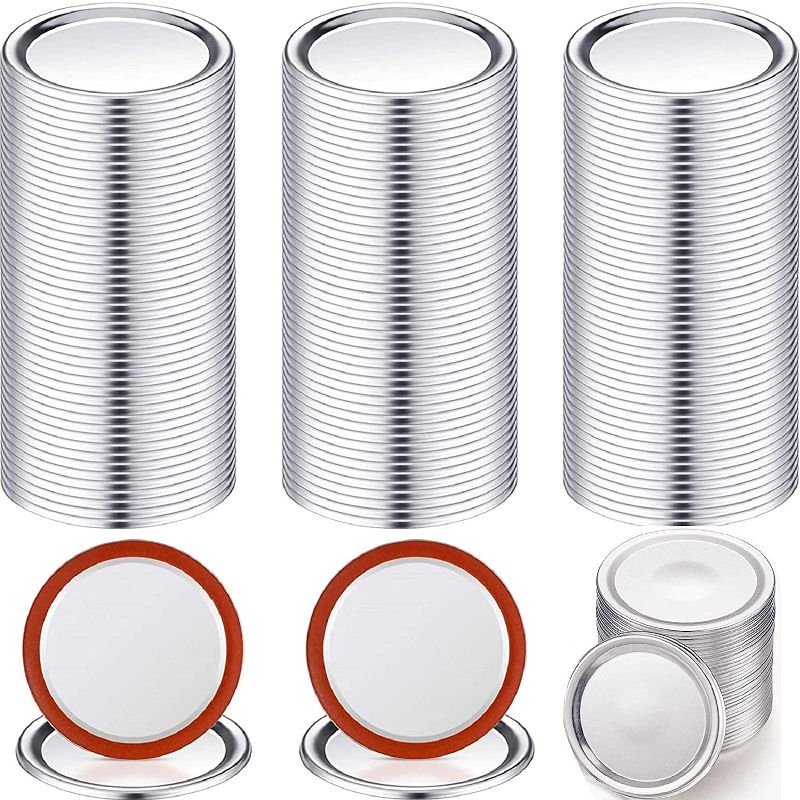 Photo 1 of 100-Count, Regular Mouth Thickened Canning Lids Split-Type Metal Wide Leak Proof Mason Jar Lids for Canning - Food Grade Material, 100% Fit & Airtight for Regular Mouth Jars(70mm, Regular Mouth)
