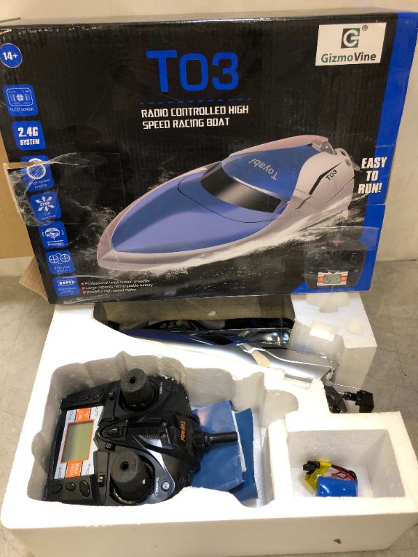 Photo 3 of GizmoVine Hobby RC Boats, High Speed Remote Control Boats for Pools and Lakes, 20 MPH Fast RC Racing Boats for Kids and Adults, 2.4Ghz Radio Controlled Boat with Extra Battery
