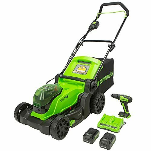 Photo 1 of Greenworks 48V 17" Brushless Cordless Lawn Mower + 24V Brushless Drill / Drive---MISSING  1 battery and manual --PARTS ONLY