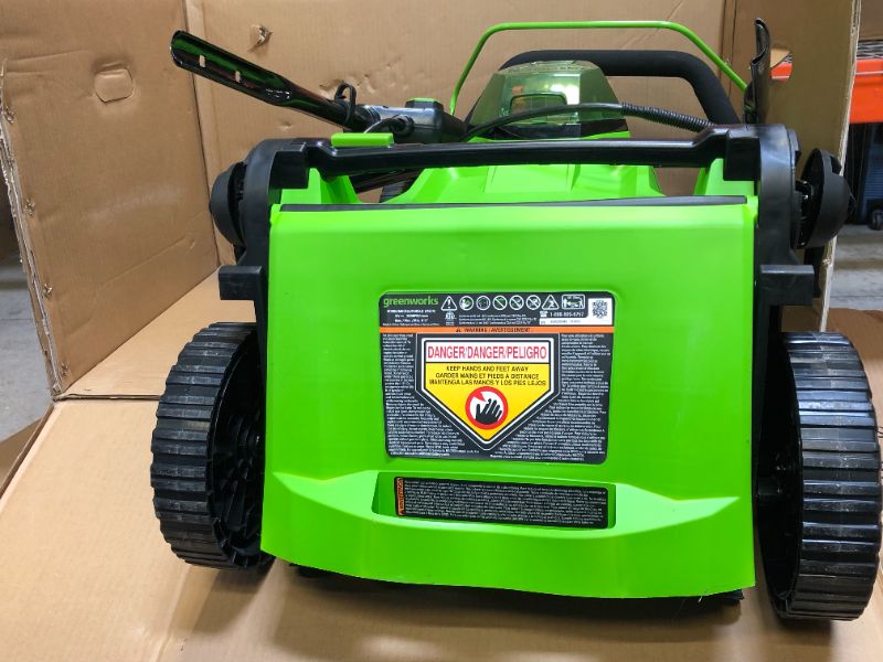 Photo 8 of Greenworks 48V 17" Brushless Cordless Lawn Mower + 24V Brushless Drill / Drive---MISSING  1 battery and manual --PARTS ONLY