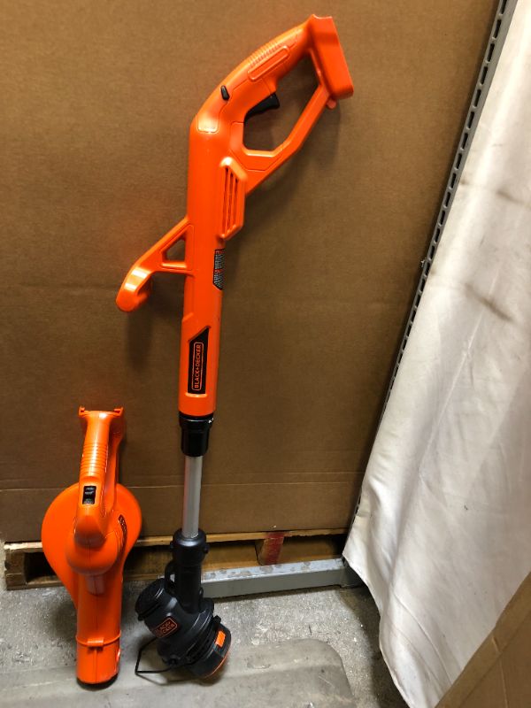 Photo 1 of BLACK+DECKER 20V MAX* POWERCONNECT 10 in. 2in1 Cordless String Trimmer/Edger + Sweeper Combo Kit (LCC222) (Missing Charger)