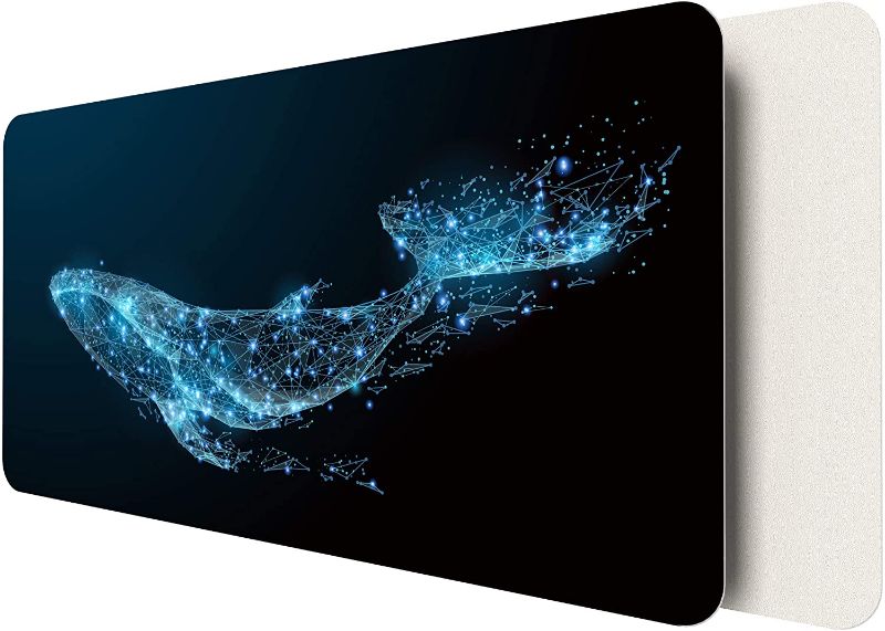 Photo 1 of Desk pad, 31.5” x 15.7” Ultra Thin Waterproof PU Leather Desk Table Protector, Large Mouse Pad,Ideal for Desk Cover, Computer Keyboard, PC and Laptop - Whale