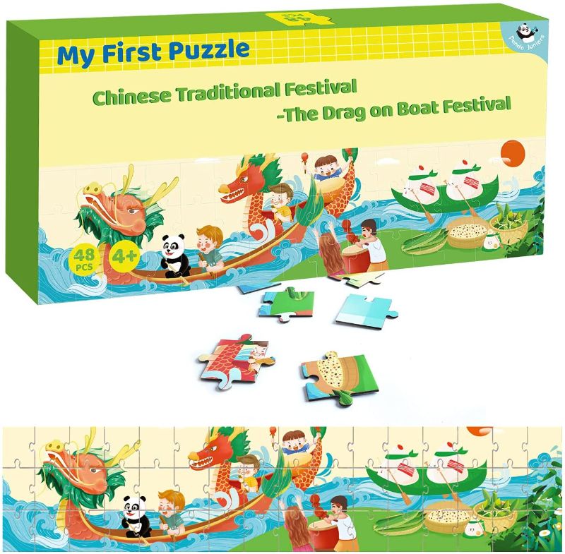 Photo 1 of Panda Juniors Floor Puzzle 2X3 Feet for Kids Age 3-8, 48 Pieces Dragon Puzzle and Educational Toys Jigsaw Puzzles Raising Children Recognition & Memory Skill Practice FACTORY SEALED