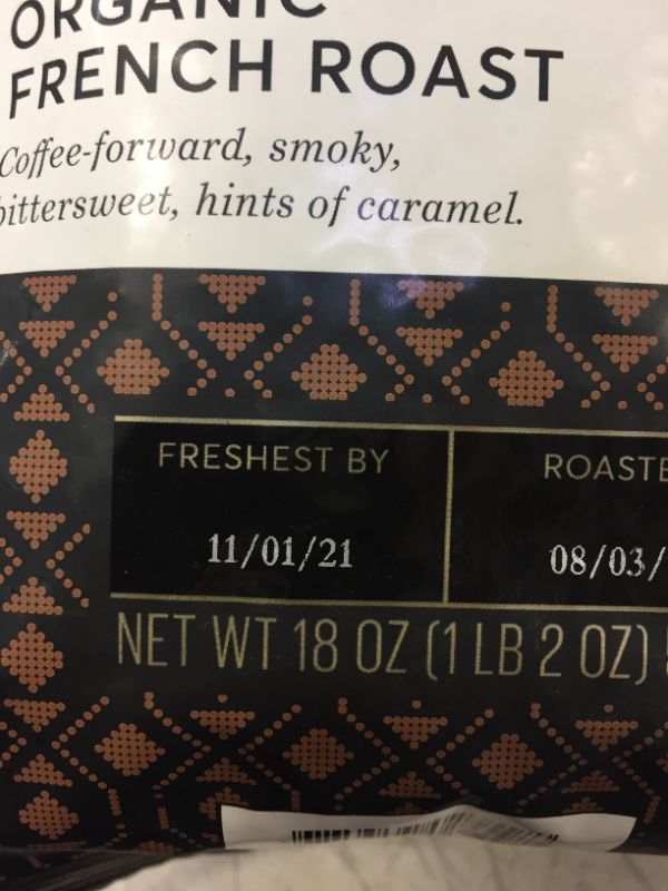 Photo 1 of Peet's Coffee, Dark Roast Whole Bean Coffee - Organic French Roast 18 Ounce Bag, USDA Organic best by 11.01.2021