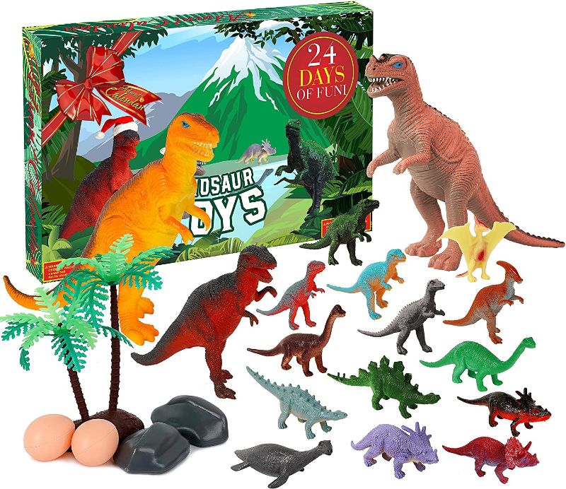 Photo 1 of ANOTION Ideas, Advent Calendar 2021, Dinosaur Advent Calendar for Kids, Christmas Holiday 24 Days Countdown Calendar Toys Xmas Surprise Gift for Boys Kids Girls Teens, Green