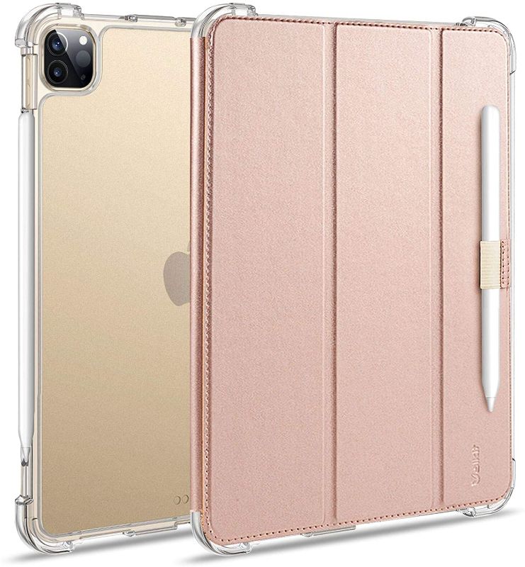 Photo 1 of Valkit iPad Pro 12.9 Case 2020 4th Generation & 2018 3rd Gen, [Support Apple Pencil 2 Charging] Translucent Frosted Smart Folio Stand Cover for iPad Pro 12.9" 4th Gen 2020 / 3rd Gen 2018, Rose Gold
