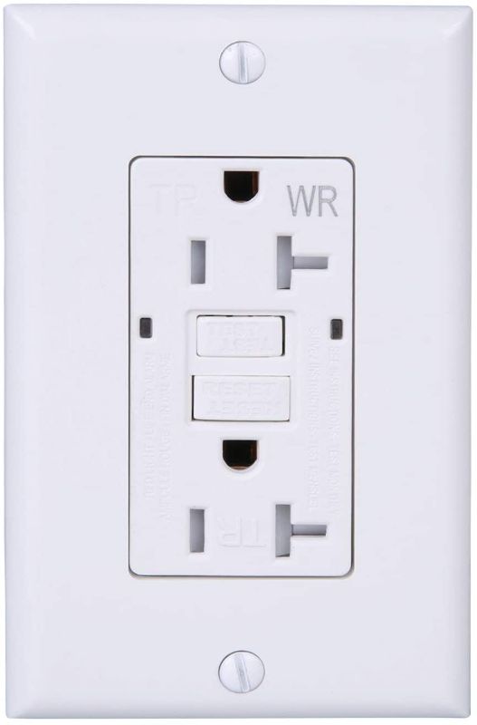 Photo 1 of  LGL 20Amp 125V GFCI Duplex Self-Test Receptacle Outlet, Tamper Resistant, Weather Resistant, UL listed, 2 LED Indicator Lights, End-of-Life Alarm, Indoor and Outdoor Outlets, White 2 PACK