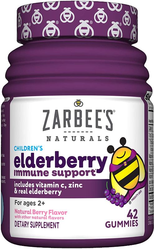 Photo 1 of Zarbee's Naturals Children's Elderberry Immune Support with Vitamin C & Zinc, Natural Berry Flavor, 42 Gummies, Best By May 2022
