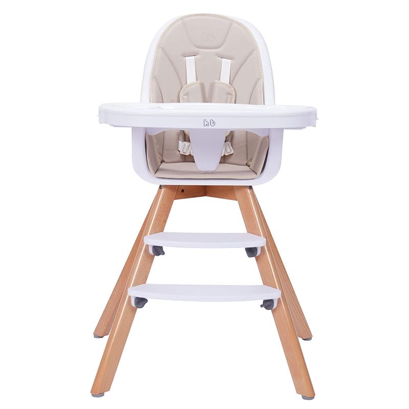 Photo 1 of Baby High Chair with Double Removable Tray for Baby/Infants/Toddlers, 3-in-1 Wooden High Chair/Booster/Chair | Grows with Your Child | Adjustable Legs | Modern Wood Design | Easy to Assemble
