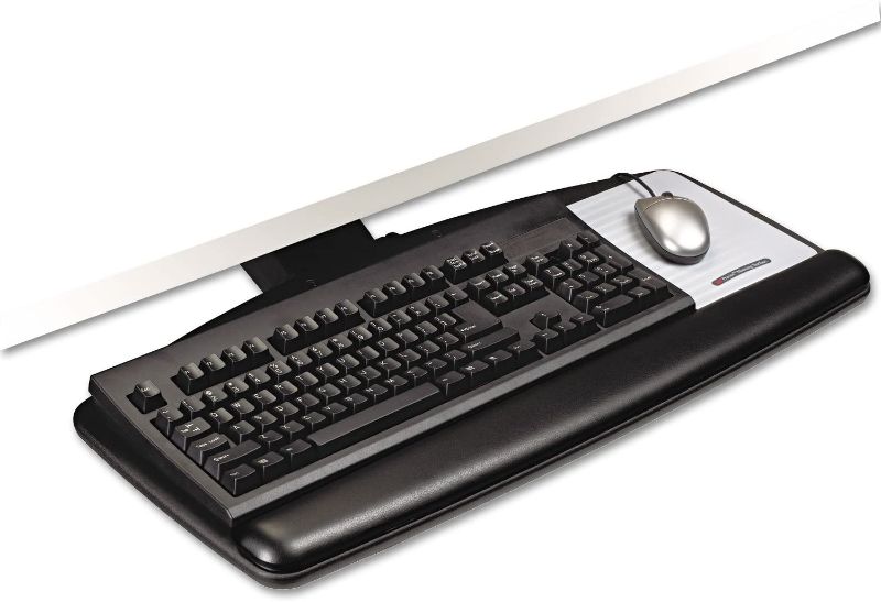 Photo 1 of 3M Akt90le Keyboard Tray,Height/Tilt Adjust,25-1/2-Inch X12-Inch,23-Inch Track,Bk
