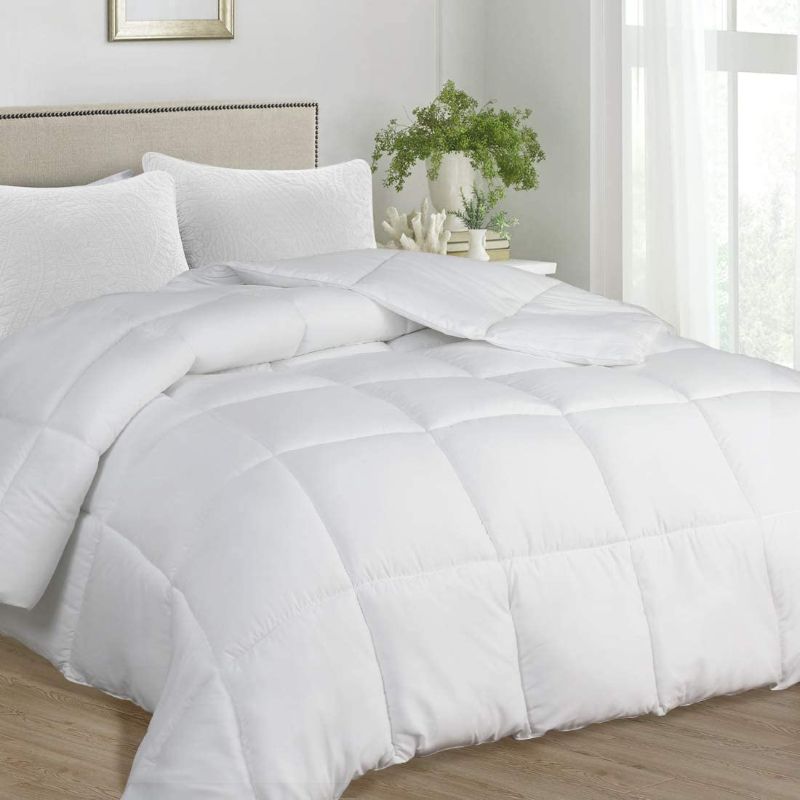 Photo 1 of CHOPINMOON All Season Queen-4 Size Soft Comforter,Quilted Duvet Insert with Corner Tabs, Luxury, Fluffy, Reversible, White,88x88 inches
