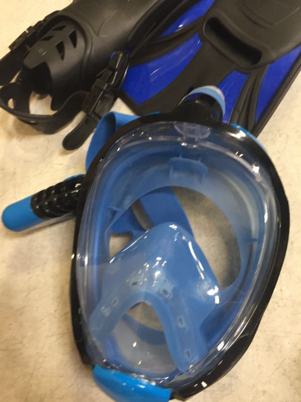 Photo 2 of COZIA DESIGN Snorkel Set Adult - Full Face Snorkel Mask and Adjustable Swim Fins, 180° Panoramic View Scuba Mask, Anti Fog and Anti Leak Snorkeling Gear
