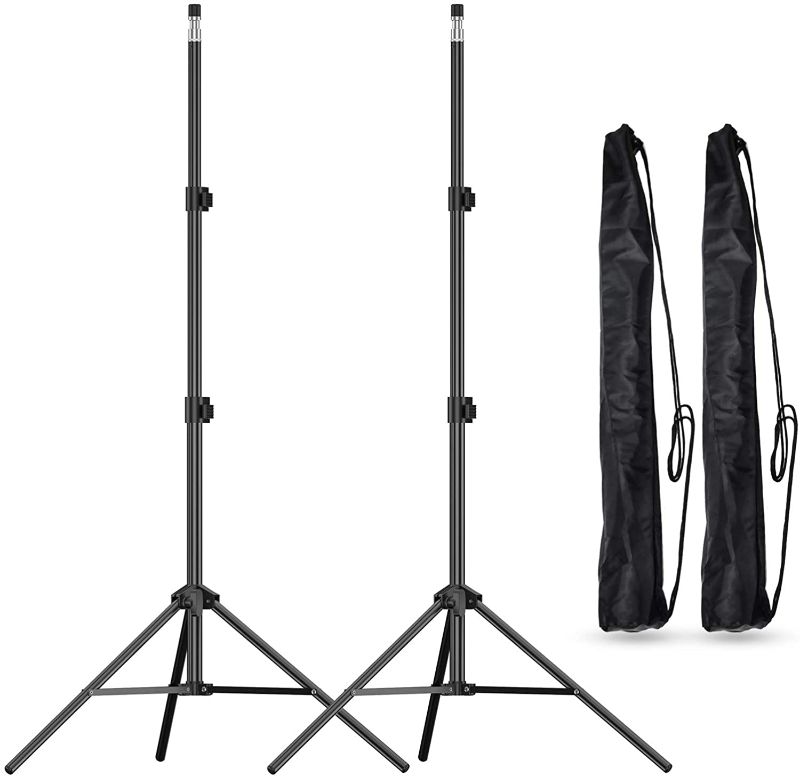 Photo 1 of EMART 7 Ft Light Stand for Photography, Portable Photo Video Tripod Stand, Lighting Stand with Carry Case for Speedlight, Flash, Softbox, Umbrella, Strobe Light, Camera, Photographic Portrait - 2 Pack
