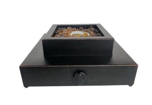 Photo 1 of 14 in. x 5.5 in. 8000 BTU Square Steel Propane Fire Pit in Antique Bronze
