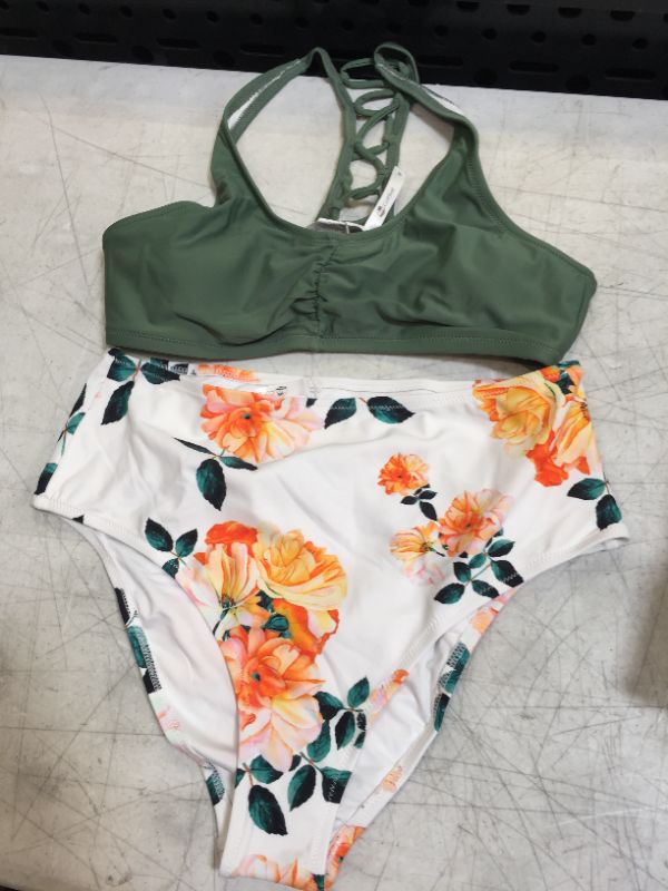 Photo 1 of Celadon Green And Floral Bikini MEDIUM
