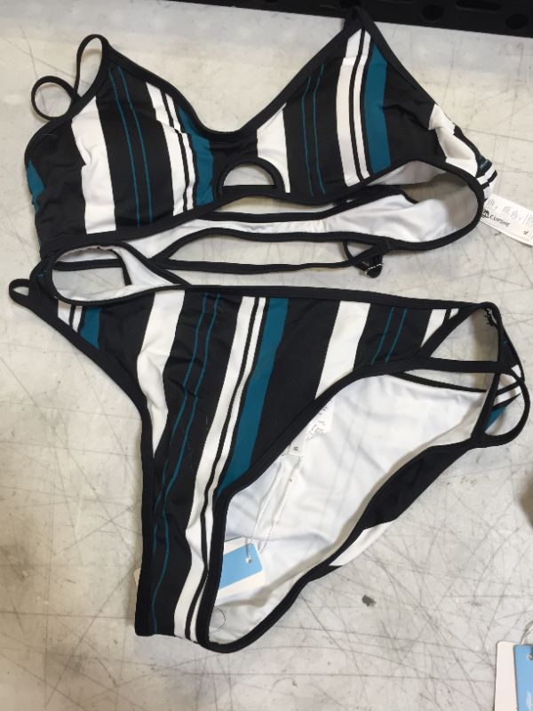 Photo 2 of Blue White And Black Striped Bikini XL