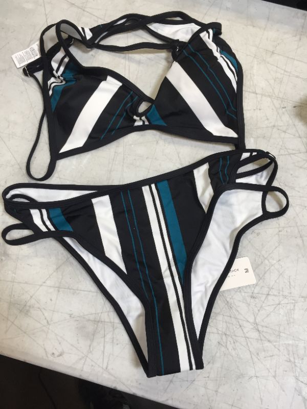 Photo 2 of Blue White And Black Striped Bikini MEDIUM