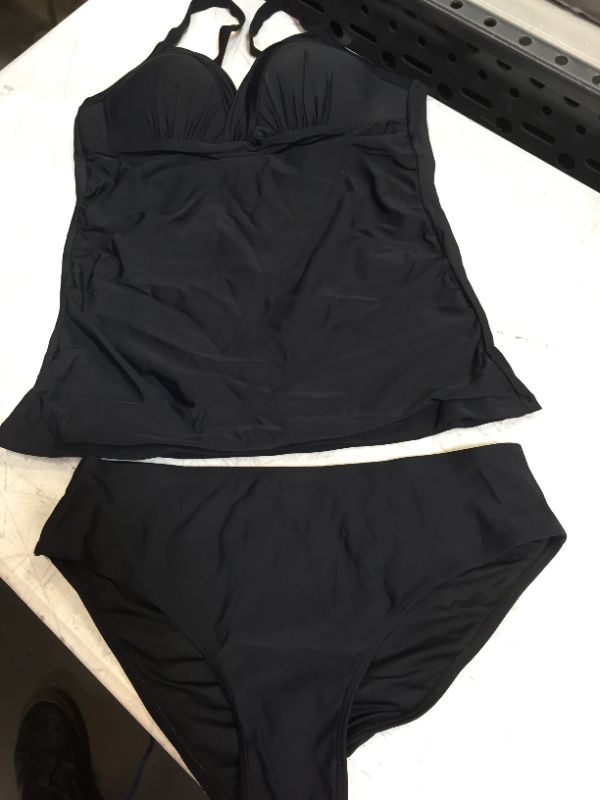 Photo 1 of WOMENS BLACK TWO PIECE BATHING SUIT MEDIUM