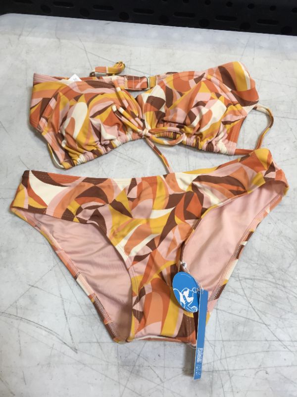 Photo 1 of Asha Geometric Print Drawstring Mid Rise Bikini MEDIUM