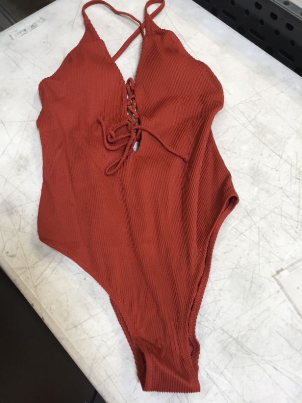 Photo 1 of WOMENS BURNT ORANGE BATHING SUIT SWIMSUIT ONE PIECE LARGE