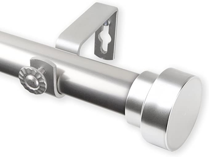 Photo 1 of 20 in. - 170 in. Single Curtain Rod in Satin Nickel with Finial