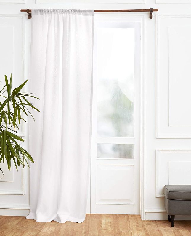 Photo 1 of 2 curtains Solino Home 100% Linen Curtains –  Both 52 x 96 1 Single In The Color White / 1 Single In The Color Light Natural  
-2 DIFFERENT COLORS-
