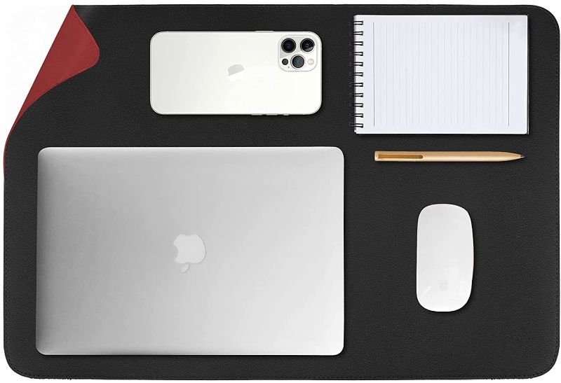 Photo 1 of Tislly Desk Pad, Waterproof Desk Mat for Desktop, Non-Slipped Leather Desk Pad Protector for Keyboard and Mouse, Desk Blotter Pad for Writing in Office/Home (Black+Red,47.2" x 23.6")
(factory sealed)