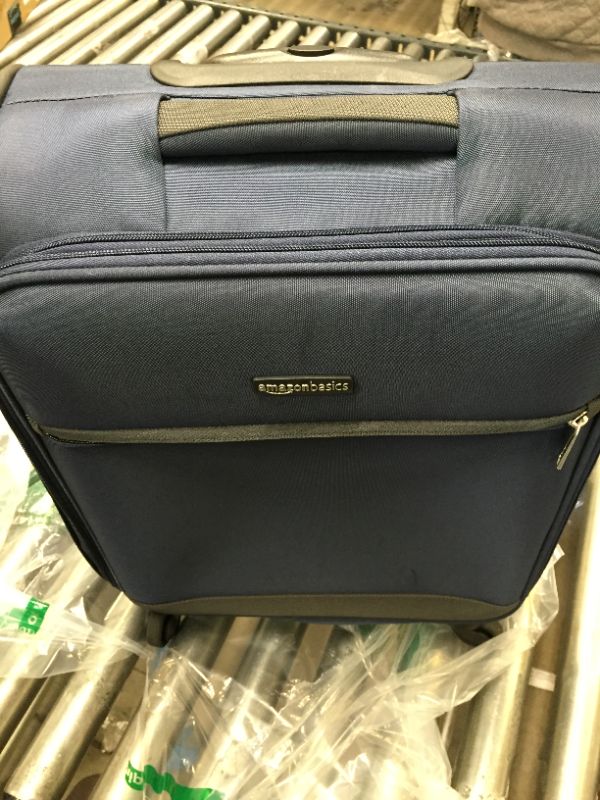 Photo 2 of Amazon Basics Softside Carry-On Spinner Luggage Suitcase - 21 Inch, Navy Blue
