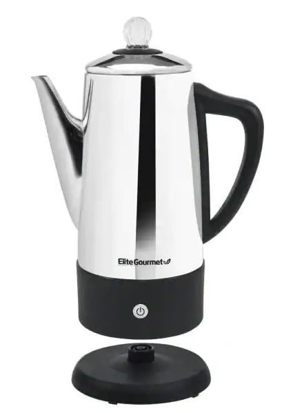 Photo 1 of Elite Gourmet 12 Cups Stainless Steel Coffee Percolator with base
