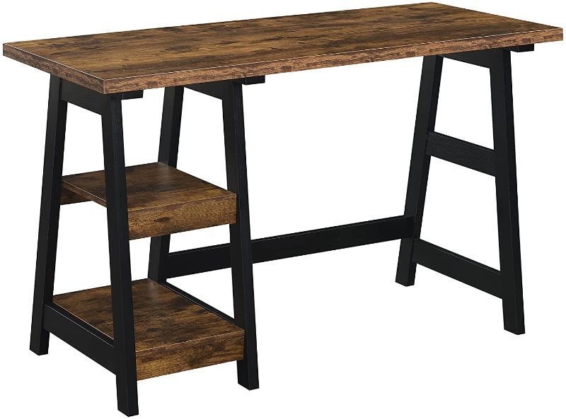 Photo 1 of Convenience Concepts Designs2Go Trestle Desk with Shelves, Barnwood/Black
