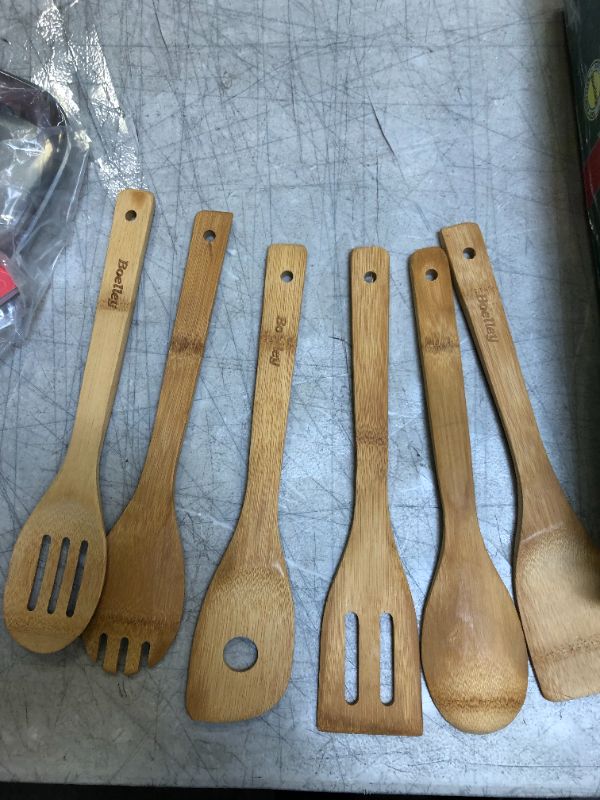 Photo 5 of Boelley bamboo cutting board set of 4 w/6 utensils &1 canvas bag-wood cutting boards set(Large & Small) for kitchen-chopping board-wooden serving board tray(Butcher Block) w/Juice Groove-Handles
