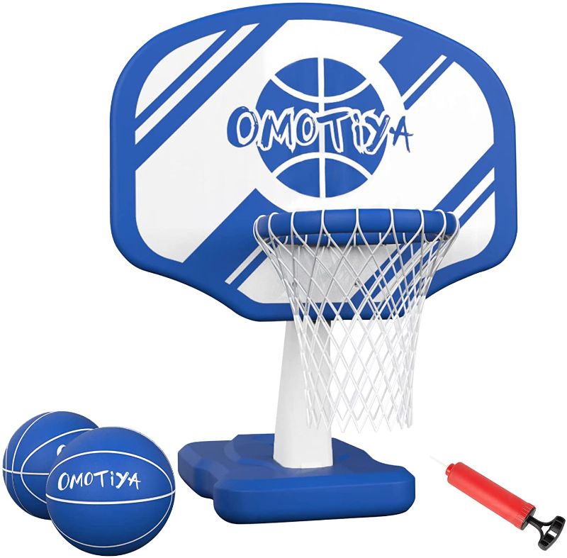 Photo 1 of OMOTIYA Swimming Pool Basketball Hoop with Base, Portable Outdoor Basketball Hoop for Poolside with 2 Balls and Pump, Pool Toys Game for Boys and Girls, Kids, Adults
