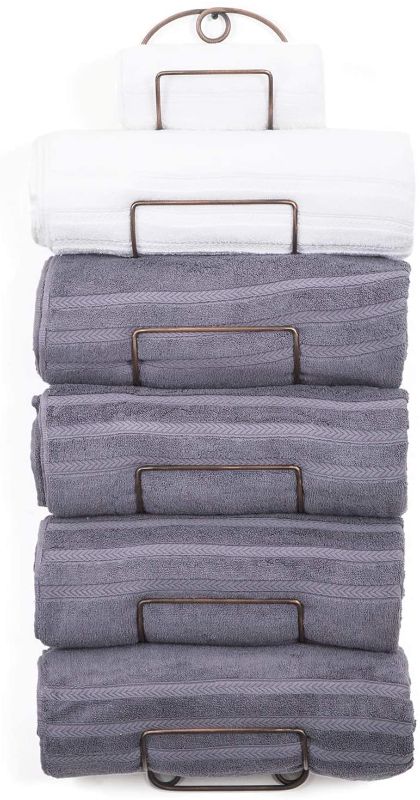 Photo 1 of SODUKU Towel Rack Wall Mounted Metal Wine Rack Towel Shelf for Bathroom Antique Bronze