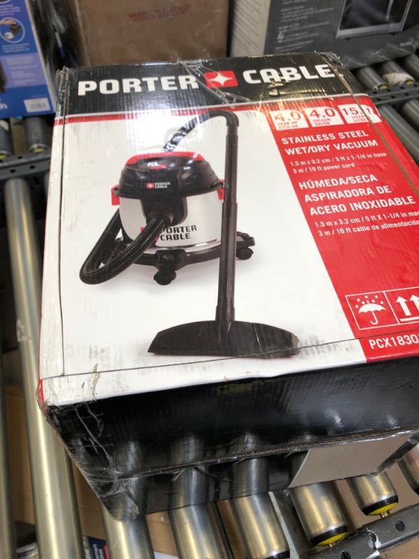 Photo 3 of PORTER-CABLE PCX18301-4B 4 Gallon 4 HP Wet/Dry Vacuum, Stainless Steel Light Weight Portable Shop Vacuum, 3 in 1 Function with Attachments
