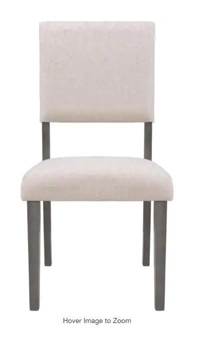 Photo 1 of Beige Upholstery Dining Chairs with Wood Legs, Set of 4
