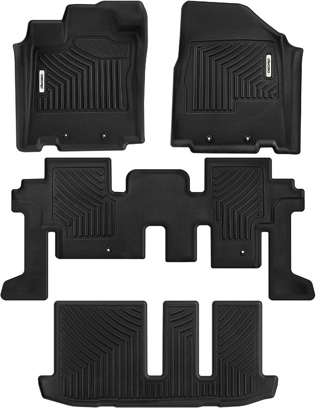 Photo 1 of OEDRO Floor Mats 3 Row Liner Set Compatible with 2013-2020 Nissan Pathfinder/2013 Infiniti JX35/2014-2020 Infiniti QX60, Black TPE All-Weather Guard Floor Liner