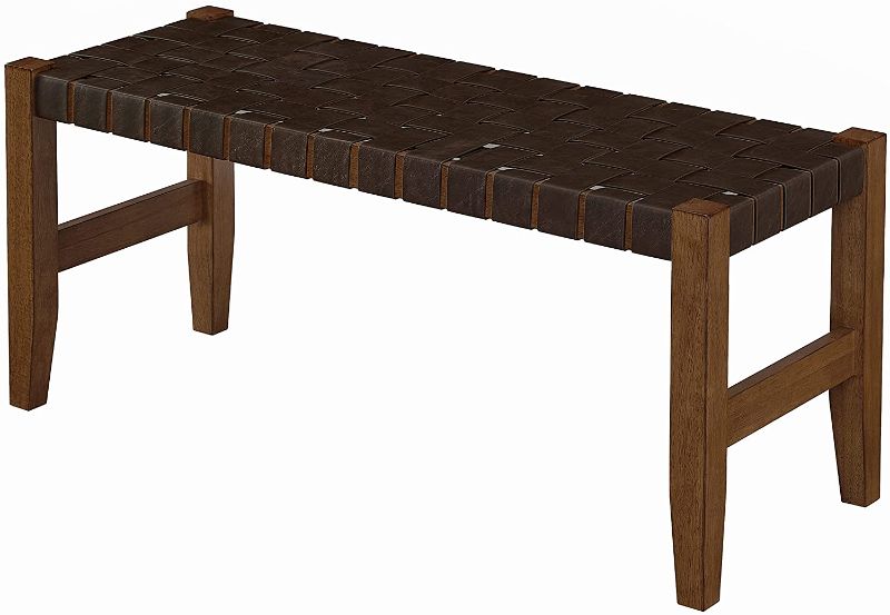 Photo 1 of Ball & Cast Kitchen,Enterway Bench 19 Inch Brown,Faux Leather Straps Set of 1
