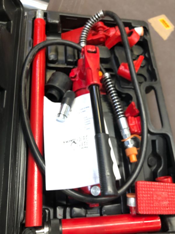 Photo 2 of BIG RED T70401S Torin Portable Hydraulic Ram: Auto Body Frame Repair Kit with Blow Mold Carrying Storage Case, 4 Ton (8,000 lb) Capacity, Red
