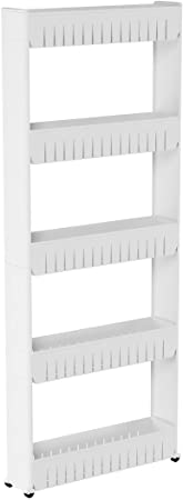 Photo 1 of Mobile Shelving Unit Organizer with 5 Large Storage Baskets, Slim Slide Out Pantry Storage Rack for Narrow Spaces by Everyday Home
