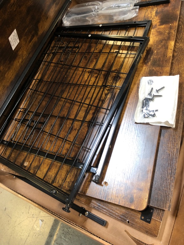 Photo 1 of End Table Dog Crate with Double Door,Wooden Pet Kennel with Floor Tray, Top Detachable, Indoor Dog House for Small Medium Large Dogs