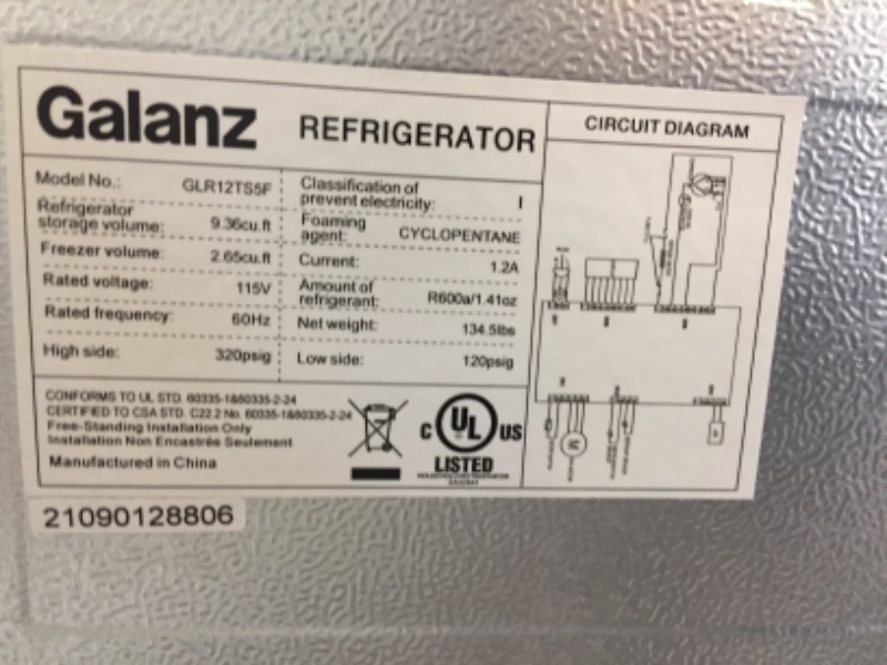 Photo 5 of Galanz 12 Cu Ft Top Freezer Refrigerator, Frost Free, Stainless Look
 
ON ONE SIDE THERE IS 2 DENTS BUT THEY DO NOT EFFECT FUNCTION 