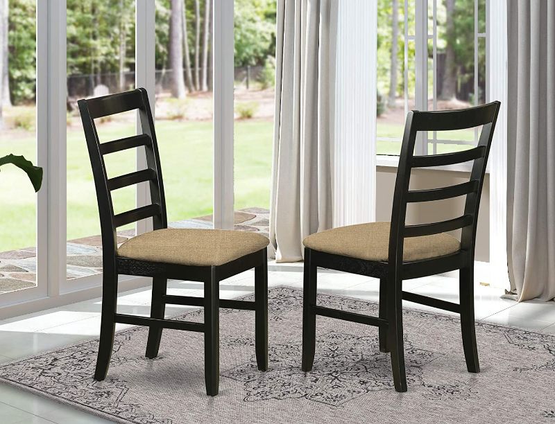 Photo 1 of 
East West Furniture Parfait Dining Chairs Set of 2 - Microfiber Upholstery Seat and Black Hardwood Frame Dining Chairs 
