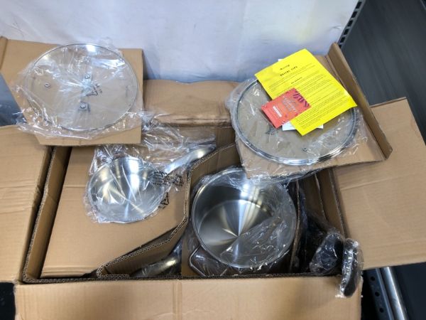 Photo 1 of Duxtop 17PC Professional Stainless Steel Induction Cookware Set, Stainless Steel Ceramic Nonstick Pan Set, Impact-bonded Technology, FUSION Titanium Reinforced Ceramic Coating, Brown
