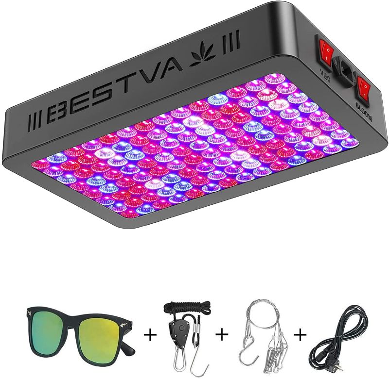 Photo 1 of BESTVA DC Series 1200W LED Grow Light 2.2x2.2ft Coverage Upgraded SMD Diodes Aluminum Reflector Full Spectrum Grow Lamps for Greenhouse Hydroponic Higher PPF Indoor Plants Growing Lights
